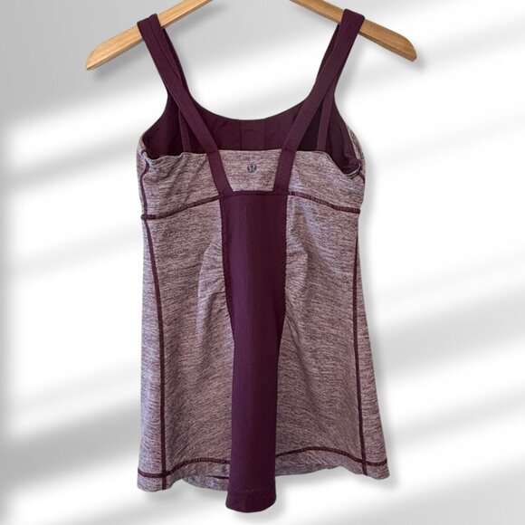 💜 Lululemon Active Tank Top | Heathered Purple | Double Straps | Size 6 - Picture 3 of 4